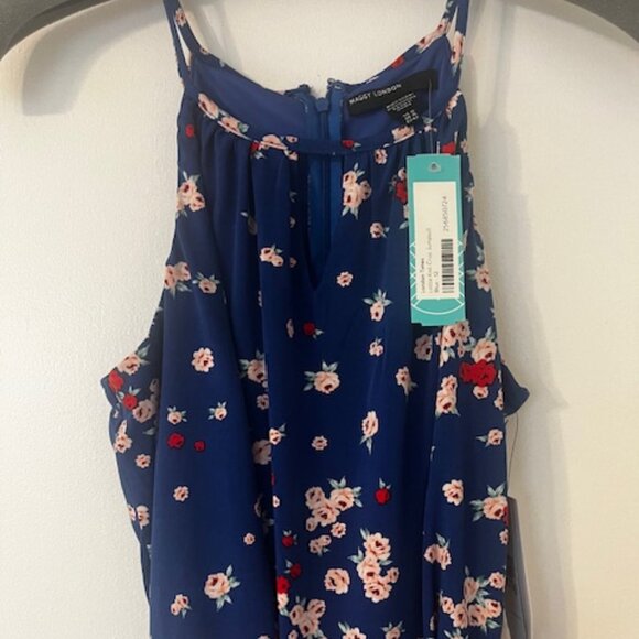 Lottie Knit Cropped Jumpsuit Blue Floral - Picture 1 of 3